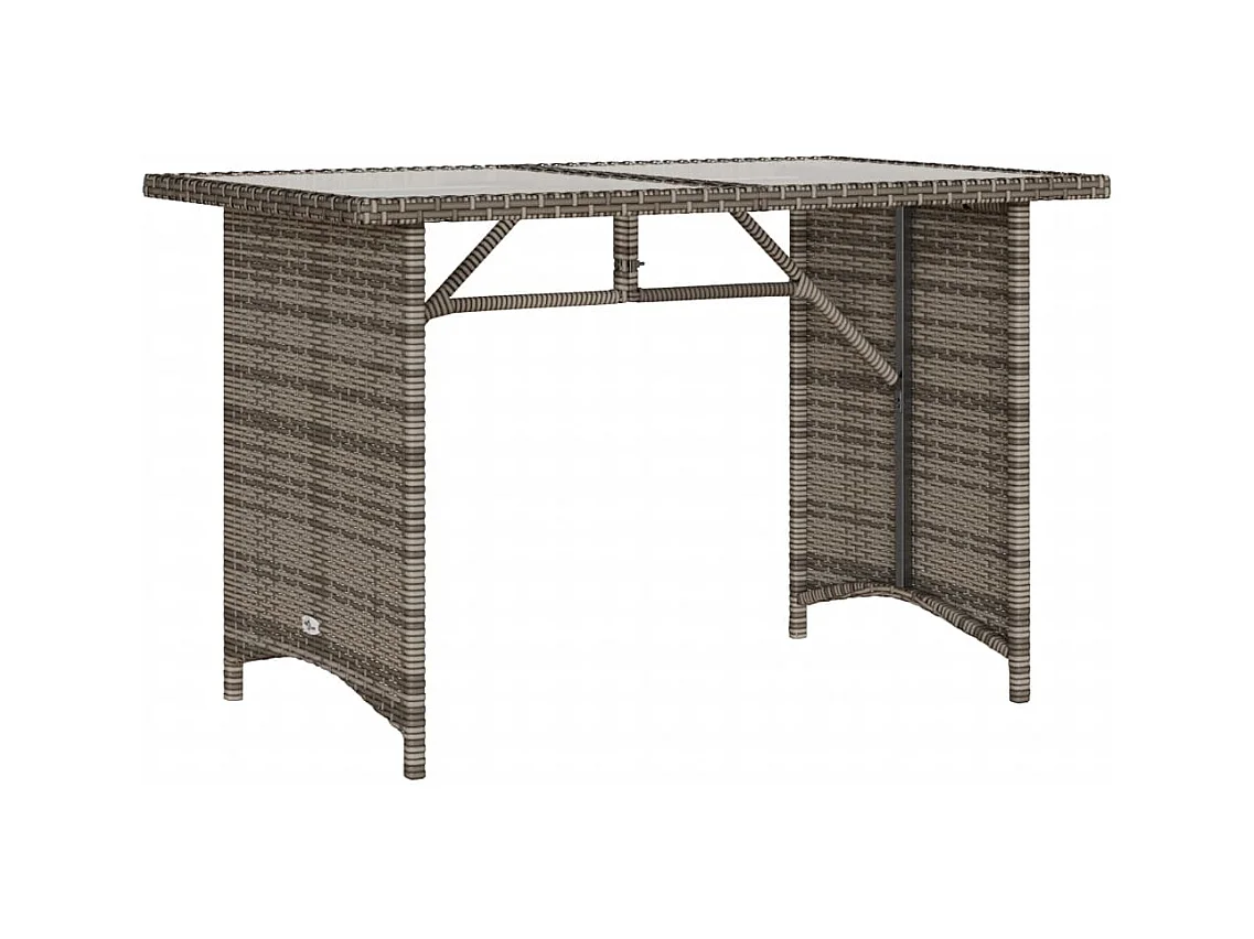 Table de jardin avec dessus en verre gris 110x68x70 rotin