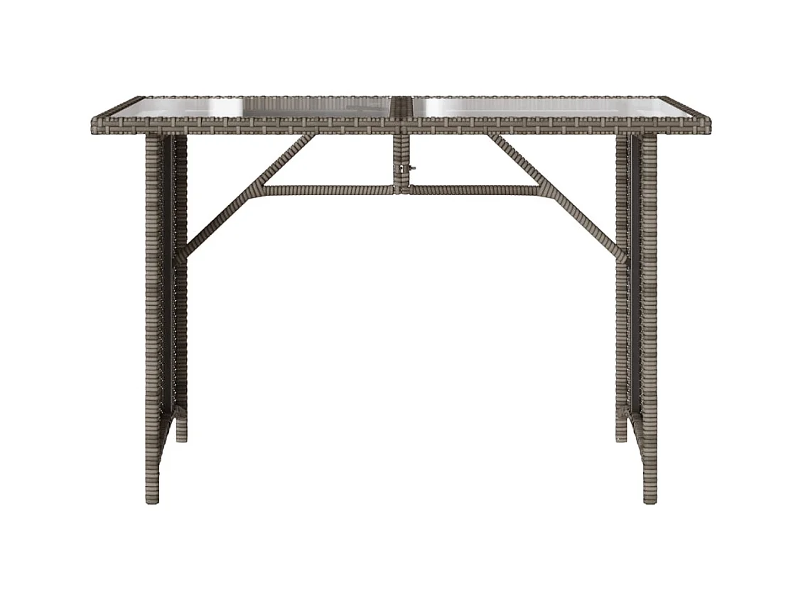 Table de jardin avec dessus en verre gris 110x68x70 rotin