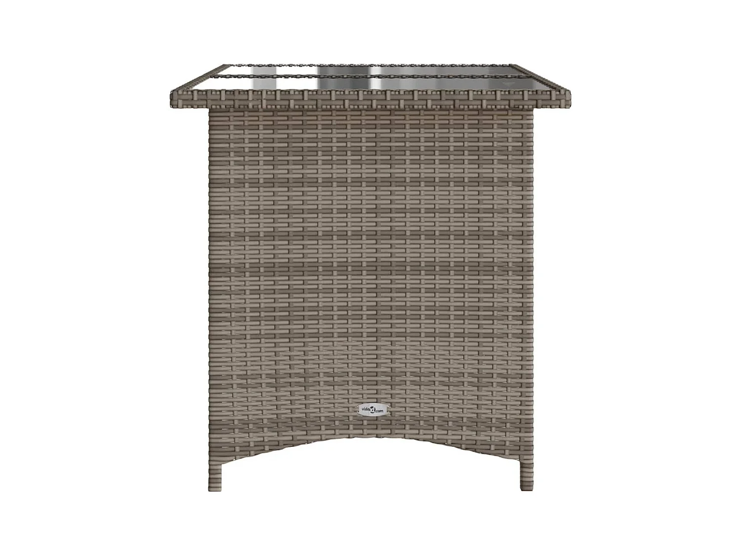 Table de jardin avec dessus en verre gris 110x68x70 rotin