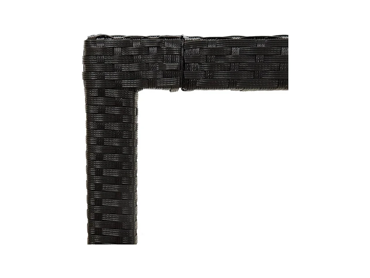 Table de jardin 150x90x75 Verre trempé et résine tressée Noir