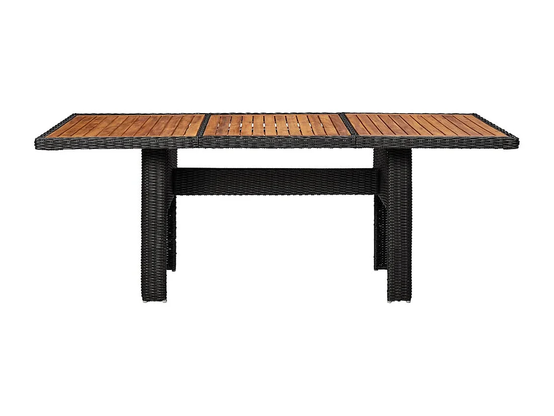 Table à dîner de jardin Noir 200x100x74 Résine tressée