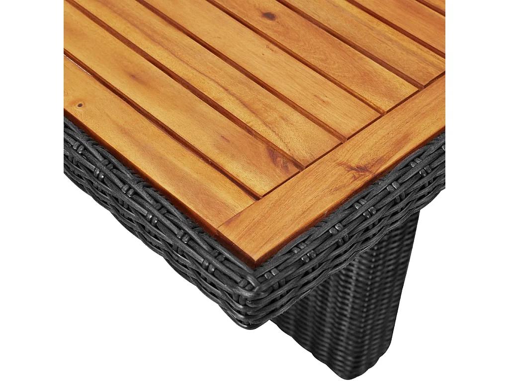 Table à dîner de jardin Noir 200x100x74 Résine tressée