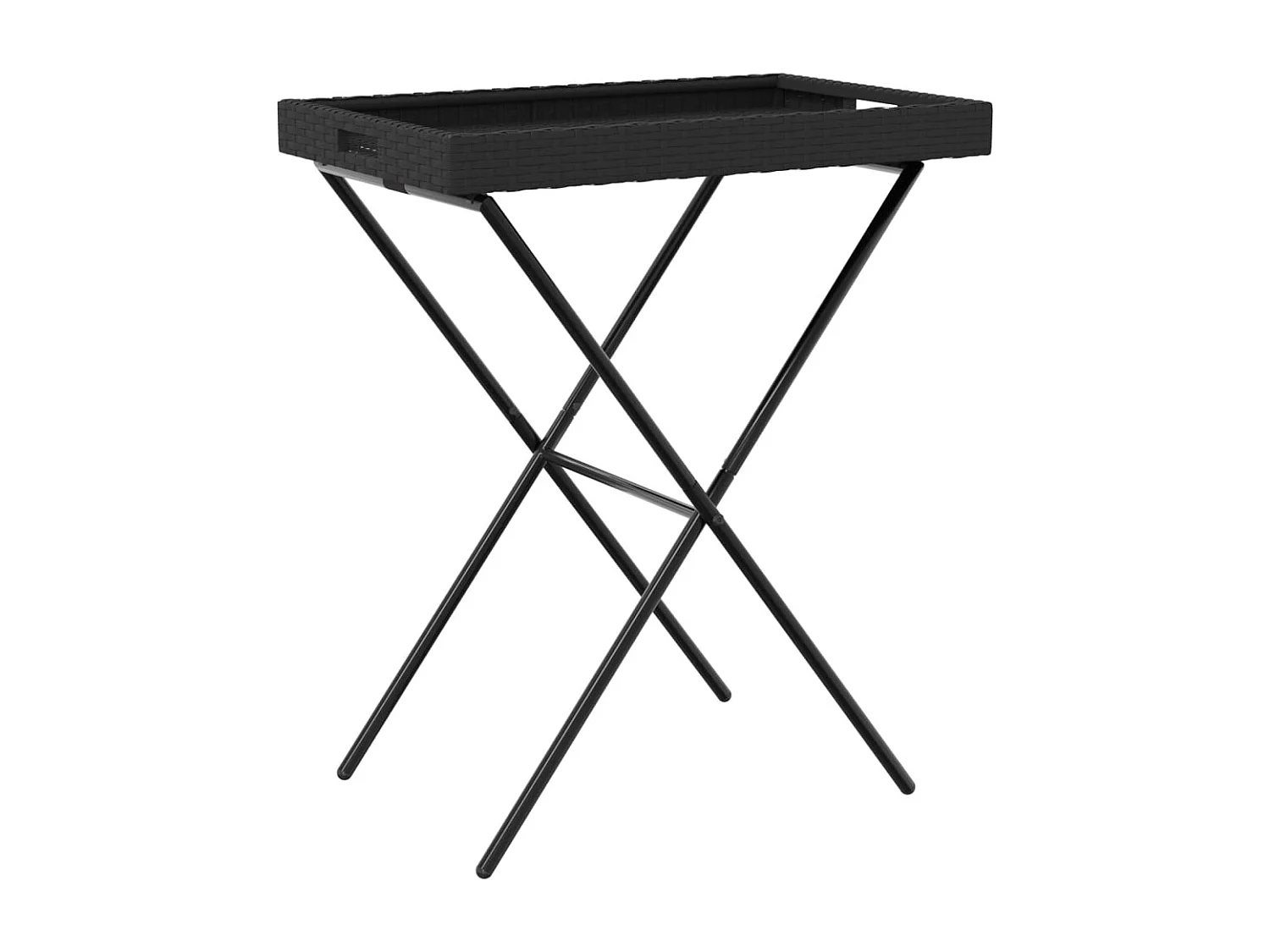 Table à plateau pliable noir 65x40x75 résine tressée