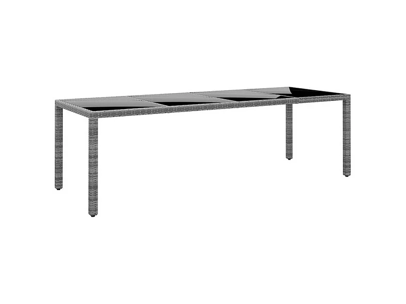 Table de jardin 250x100x75 Verre trempé et Résine tressée