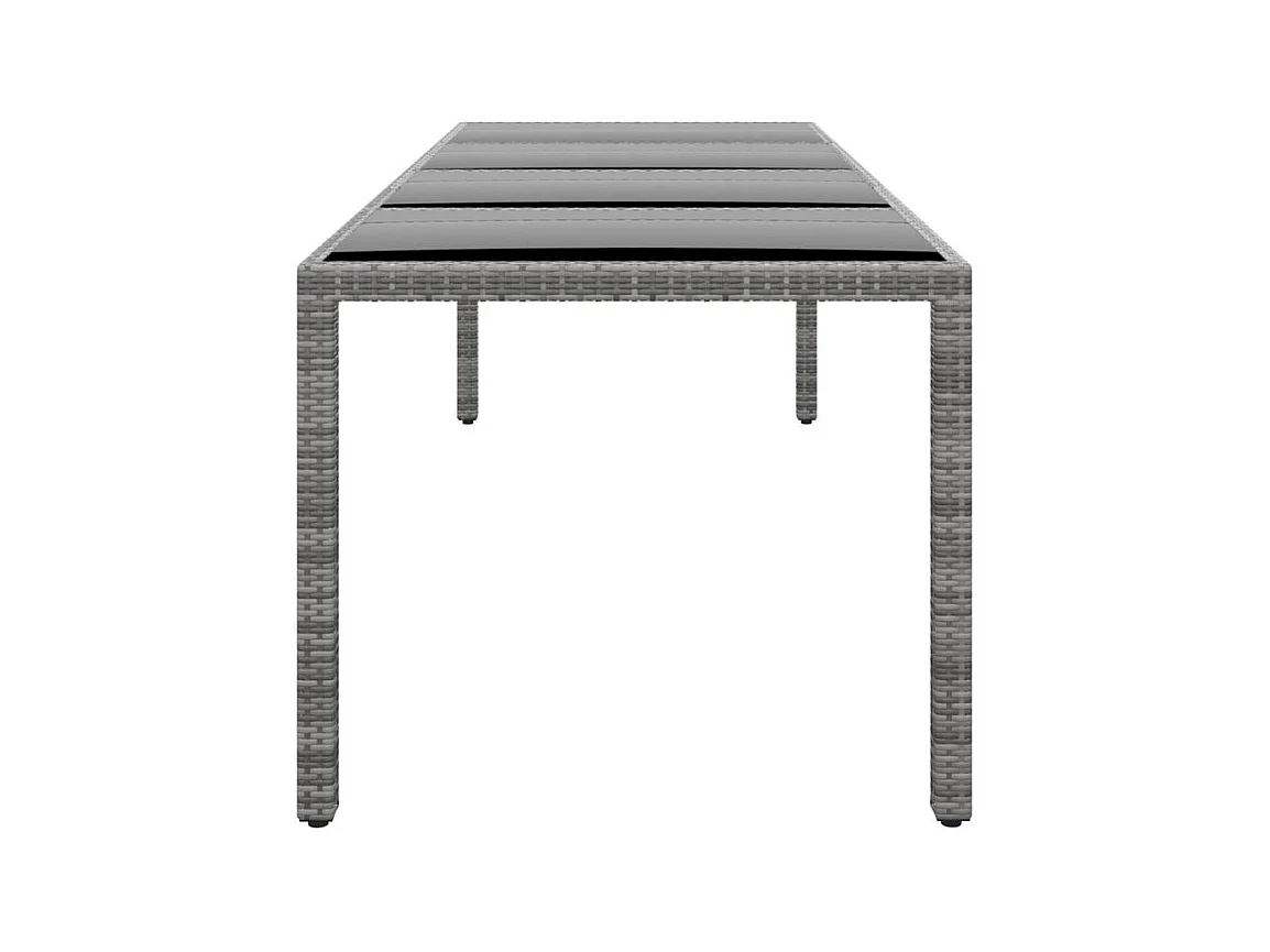 Table de jardin 250x100x75 Verre trempé et Résine tressée