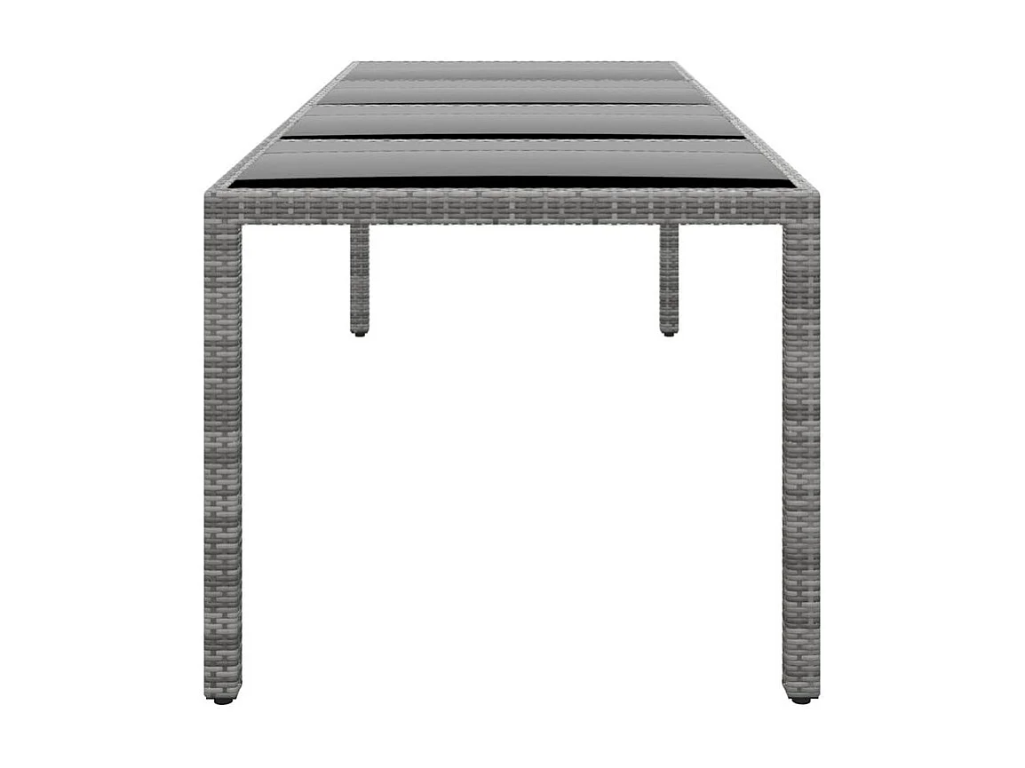 Table de jardin 250x100x75 Verre trempé et Résine tressée