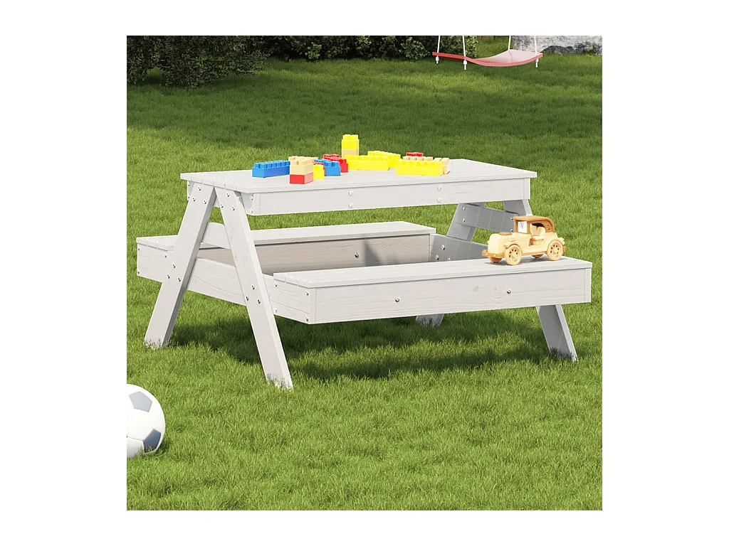 Table de pique-nique pour enfants blanc bois massif de pin