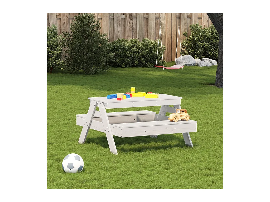 Table de pique-nique pour enfants blanc bois massif de pin