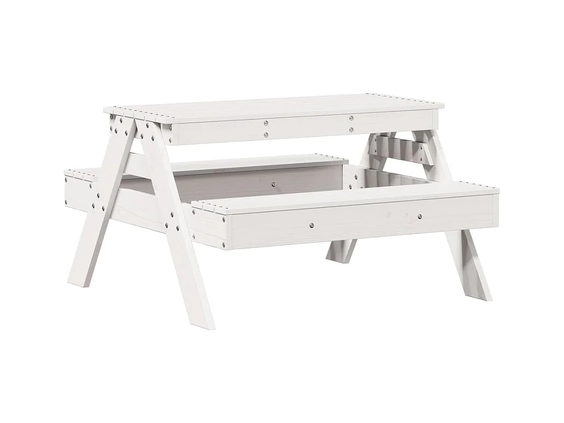 Table de pique-nique pour enfants blanc bois massif de pin