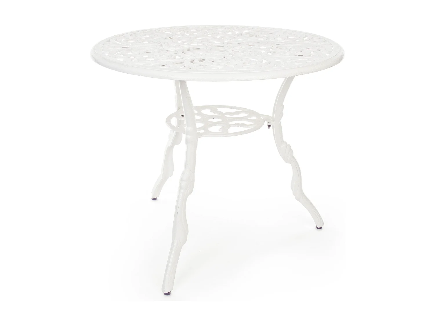 Table de jardin aluminium moulée blanc Vikola 80cm