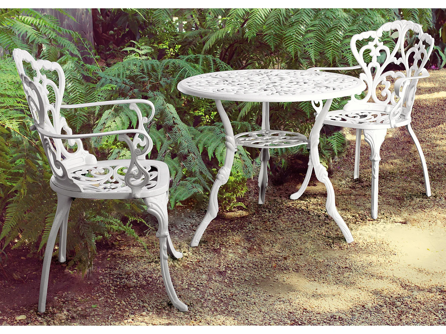 Table de jardin aluminium moulée blanc Vikola 80cm