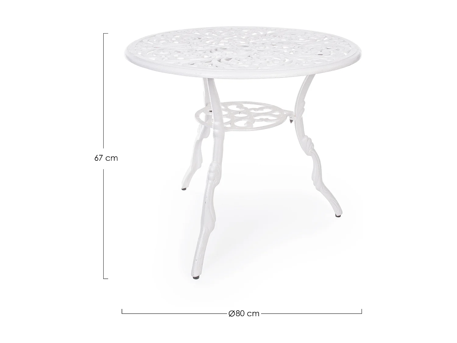Table de jardin aluminium moulée blanc Vikola 80cm
