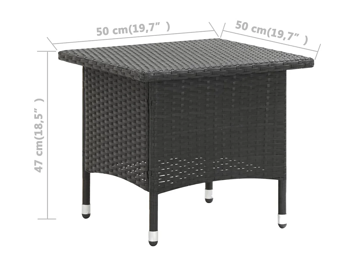 Table à thé Noir 50x50x47 Résine tressée