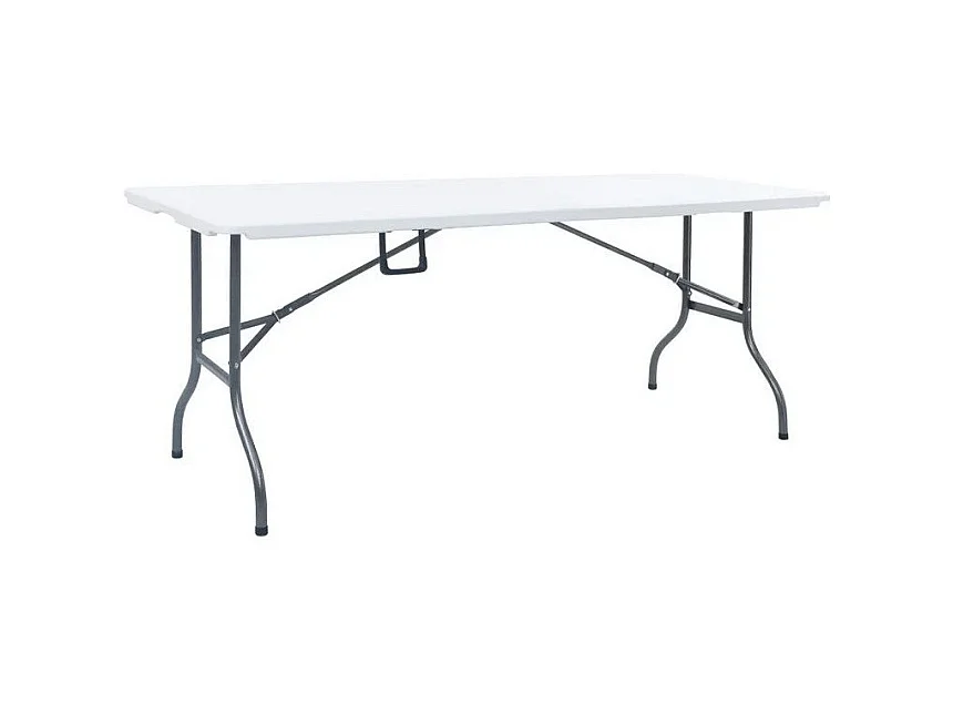 Table de jardin pliable polyéthylène blanc et pieds métal Nesly