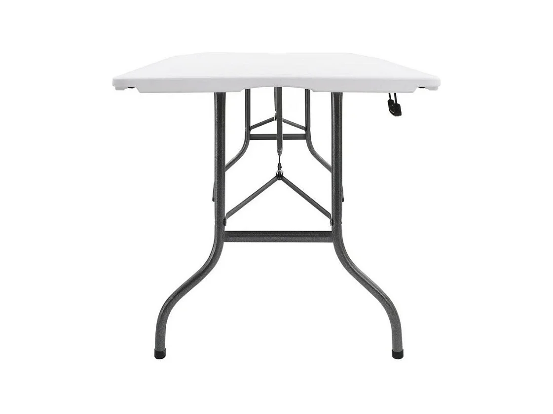 Table de jardin pliable polyéthylène blanc et pieds métal Nesly
