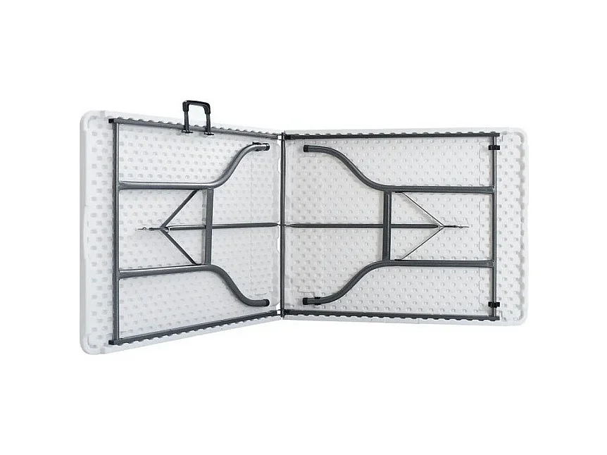 Table de jardin pliable polyéthylène blanc et pieds métal Nesly