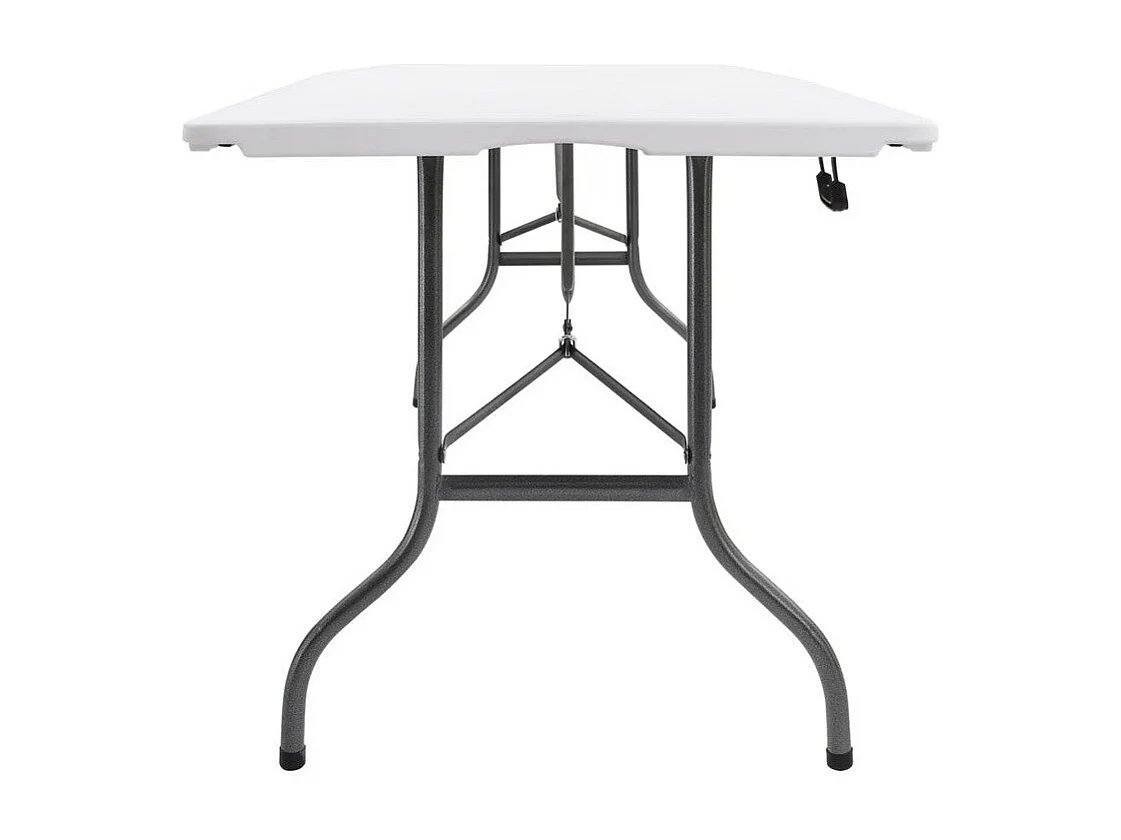 Table de jardin pliable polyéthylène blanc et pieds métal Nesly