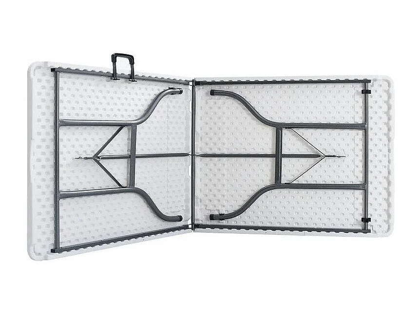 Table de jardin pliable polyéthylène blanc et pieds métal Nesly