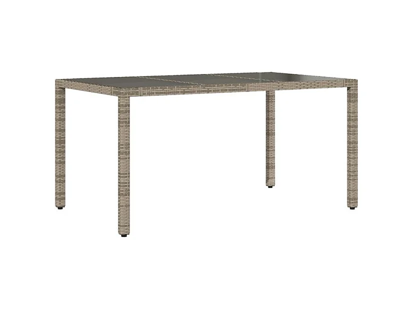 Table de jardin dessus en verre Gris 150x90x75 Résine tressée