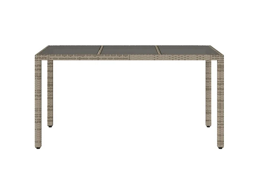 Table de jardin dessus en verre Gris 150x90x75 Résine tressée