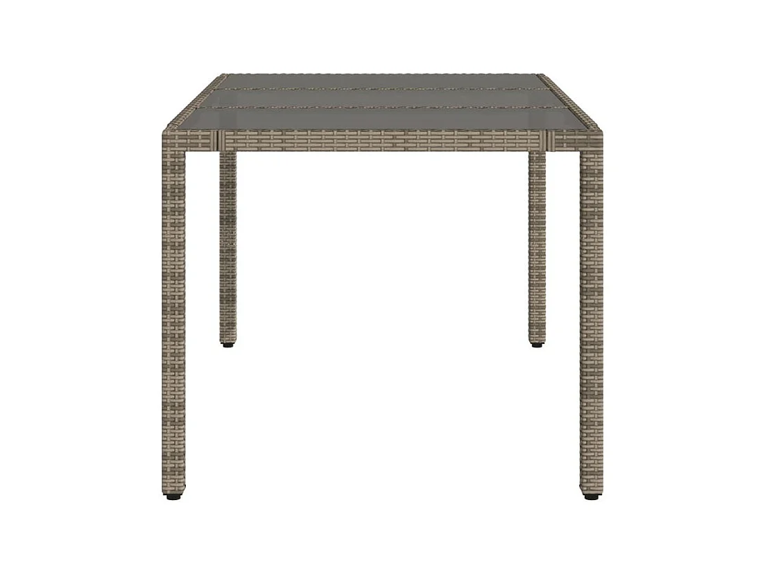 Table de jardin dessus en verre Gris 150x90x75 Résine tressée