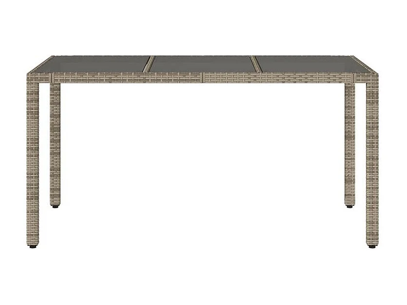 Table de jardin dessus en verre Gris 150x90x75 Résine tressée