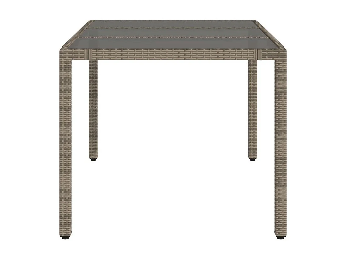 Table de jardin dessus en verre Gris 150x90x75 Résine tressée