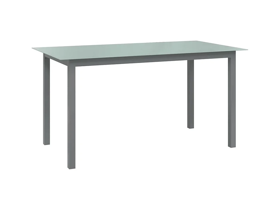 Table de jardin Gris clair 150x90x74 Aluminium et verre