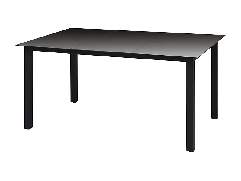 Table de jardin Noir 150 x 90x74 Aluminium et verre