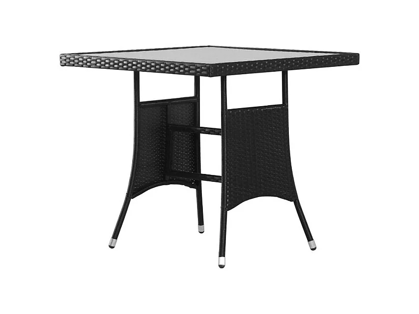 Table de jardin Noir 80x80x74 Résine tressée