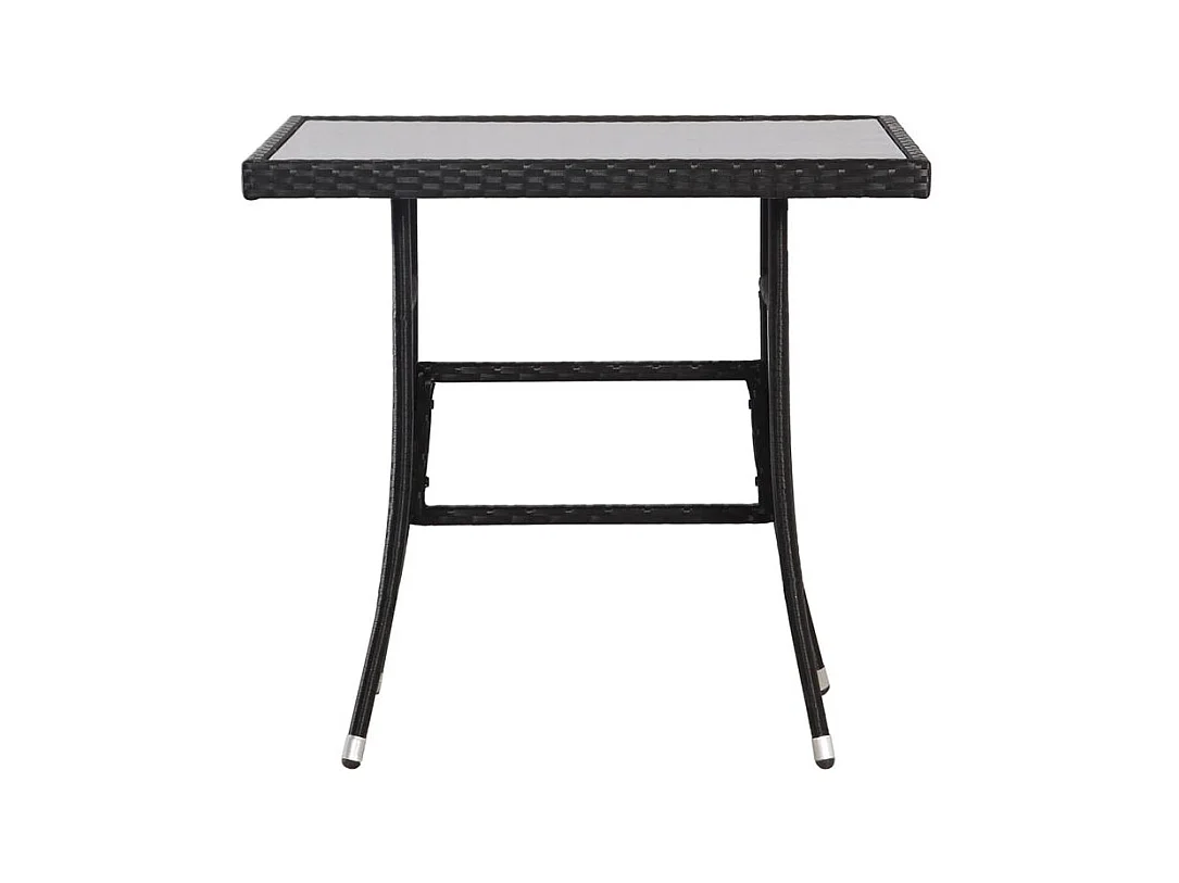 Table de jardin Noir 80x80x74 Résine tressée