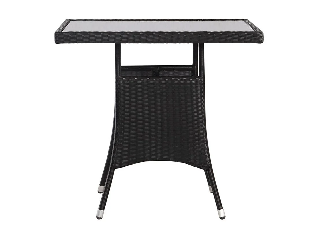 Table de jardin Noir 80x80x74 Résine tressée
