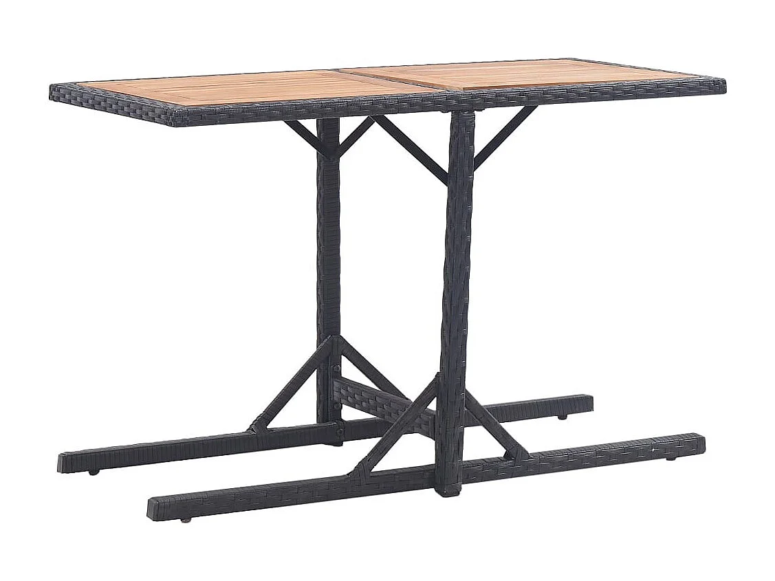 Table de jardin Noir Bois d'acacia solide et résine tressée