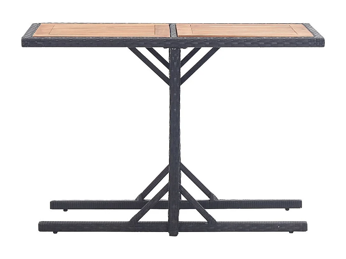Table de jardin Noir Bois d'acacia solide et résine tressée