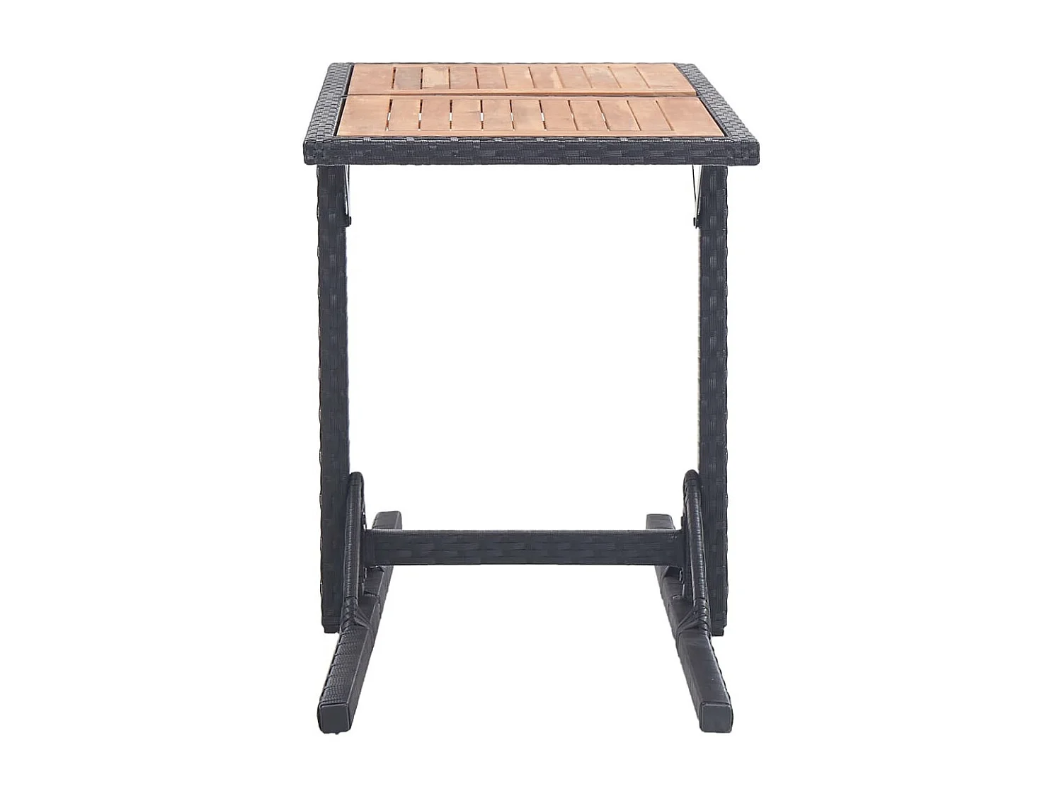 Table de jardin Noir Bois d'acacia solide et résine tressée
