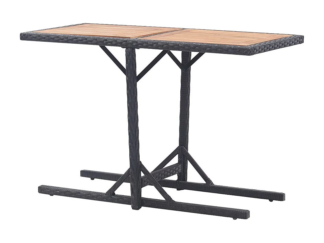 Table de jardin Noir Bois d'acacia solide et résine tressée