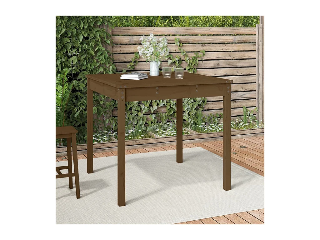 Table de jardin marron miel 82,5x82,5x76 bois massif de pin