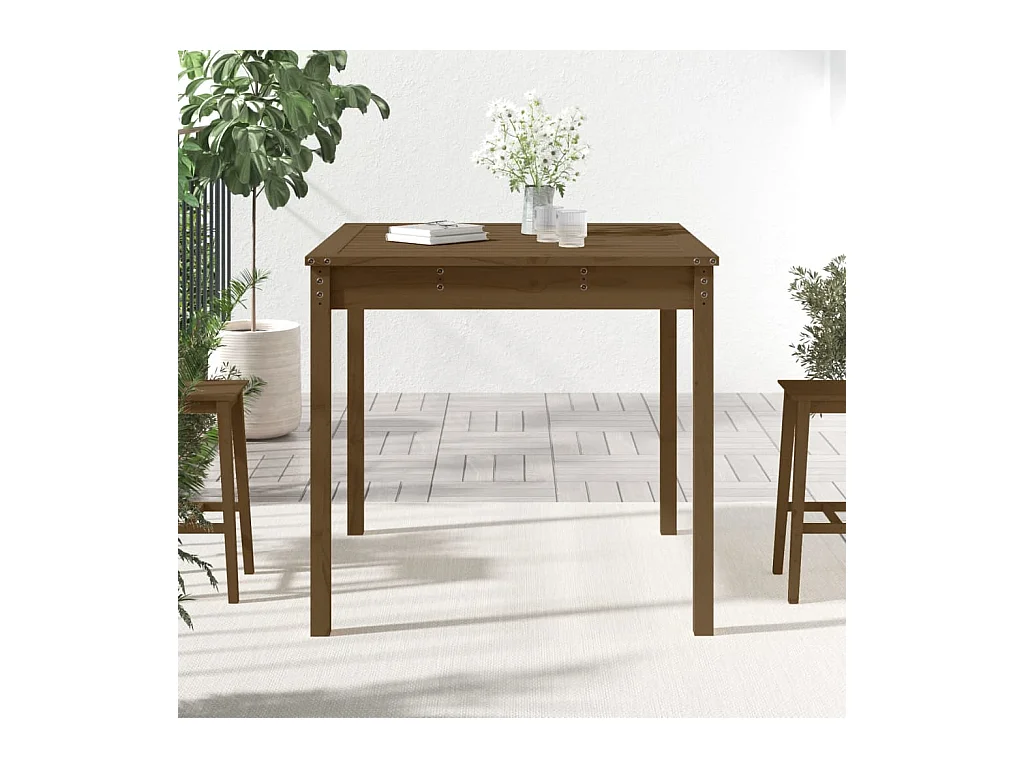 Table de jardin marron miel 82,5x82,5x76 bois massif de pin