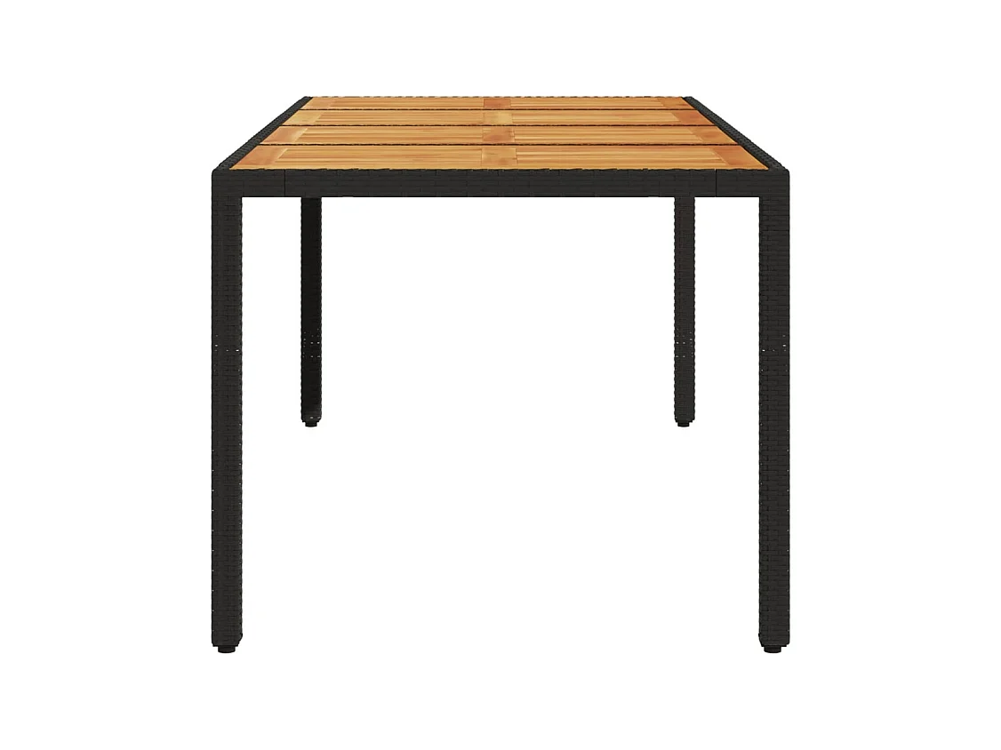 Table de jardin et dessus en bois d'acacia noir résine tressée