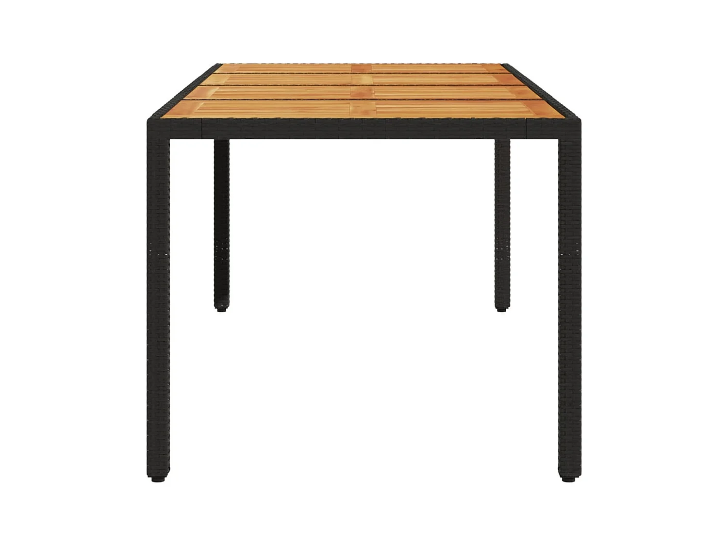 Table de jardin et dessus en bois d'acacia noir résine tressée