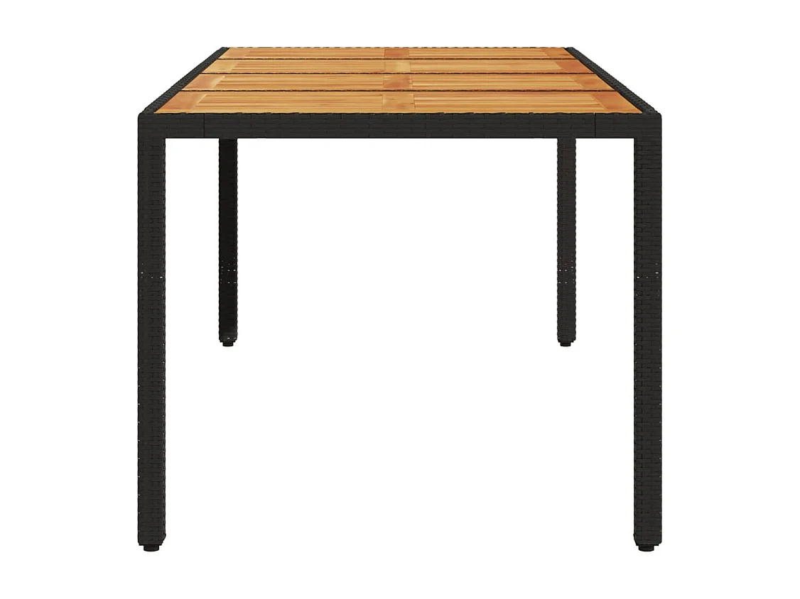 Table de jardin et dessus en bois d'acacia noir résine tressée