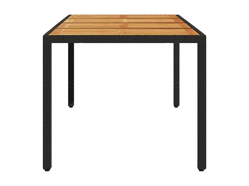 Table de jardin et dessus en bois d'acacia noir résine tressée