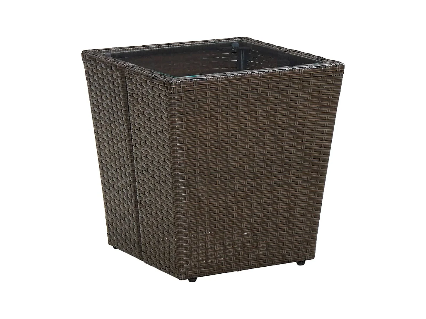 Table à thé Marron 41,5x41,5x44 Résine tressée verre trempé