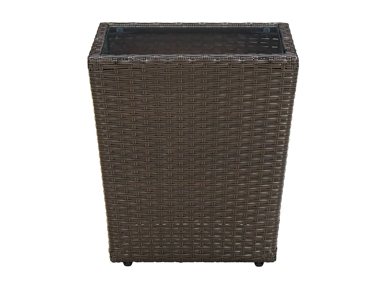 Table à thé Marron 41,5x41,5x44 Résine tressée verre trempé