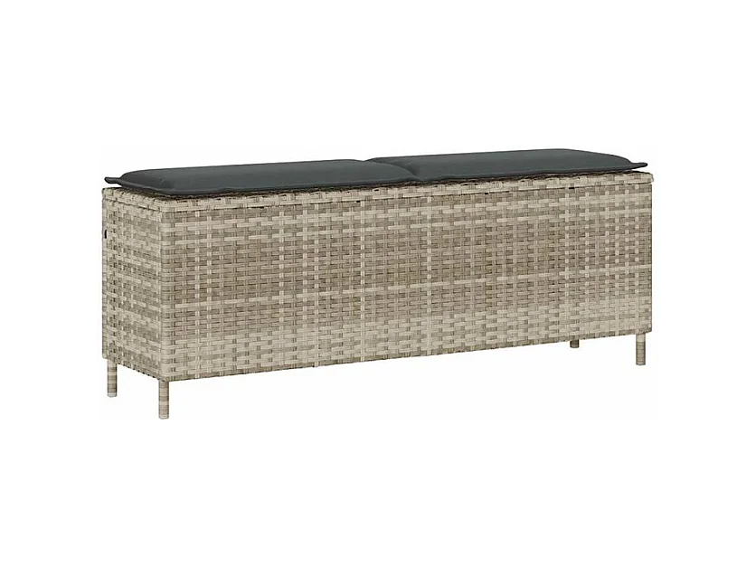 Banc de jardin coussin gris clair 110x30x40,5 résine tressée