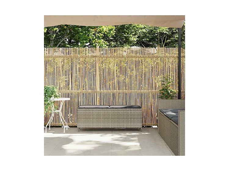 Banc de jardin coussin gris clair 110x30x40,5 résine tressée