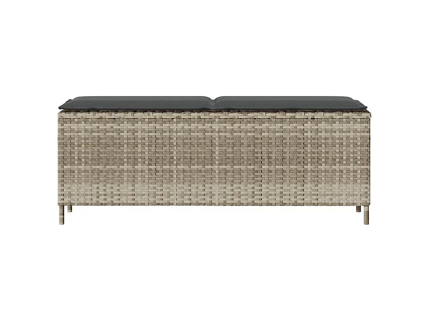 Banc de jardin coussin gris clair 110x30x40,5 résine tressée