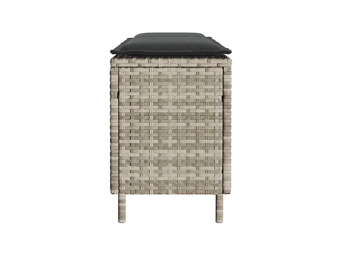 Banc de jardin coussin gris clair 110x30x40,5 résine tressée