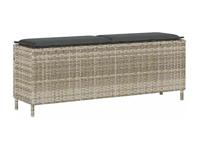Banc de jardin coussin gris clair 110x30x40,5 résine tressée