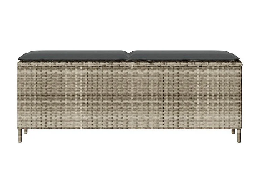 Banc de jardin coussin gris clair 110x30x40,5 résine tressée